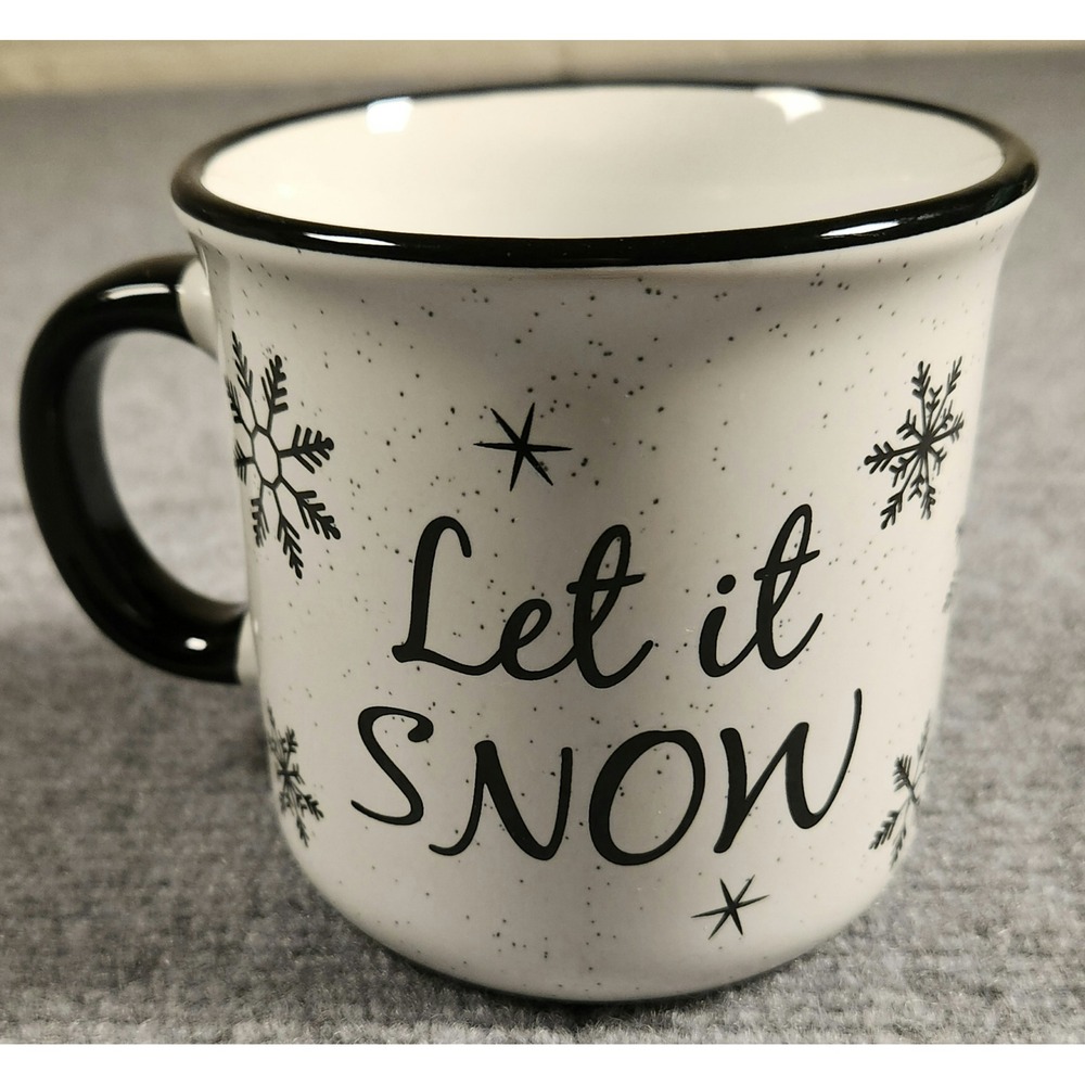 Kitchen Stuff Plus Coffee Mug Unisex White Let It Snow Speckled Stoneware